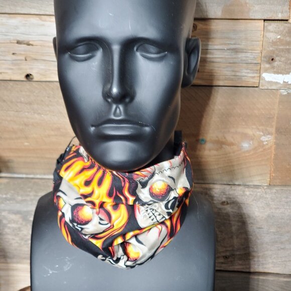 Flaming Skull on Black - Cloth Face Mask with Filters - Picture 3 of 8